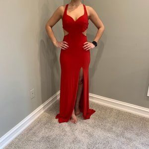 La Femme Red Strappy Dress